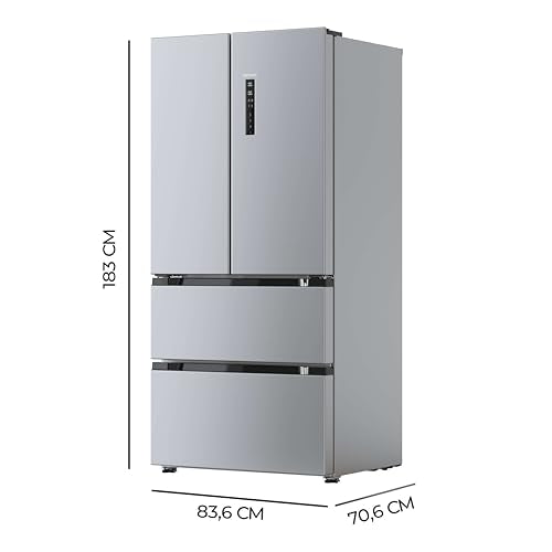 Cecotec - French Door Stainless Steel Refrigerator 510L, Inverter Motor, NoFrost, Fast Cooling