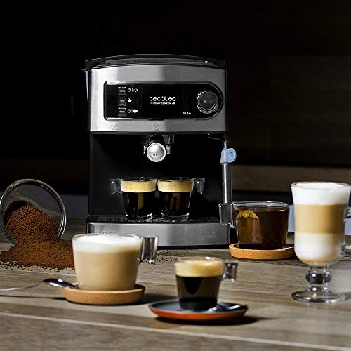 Cecotec - Manual Espresso Coffee Maker 850W, 20 Bars Pressure, 1.6L Reservoir, Double Output