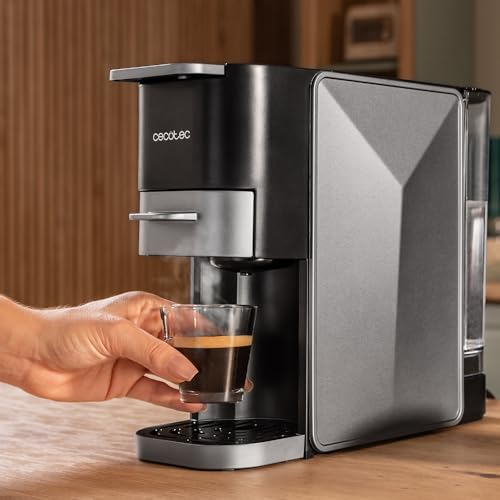 Cecotec FreeStyle Compact Black Espresso Capsule Coffee Maker, 1350W, 20 Bars, Suitable for Ground Coffee, Dolce Gusto, Nespresso and K-fee, Removable 800 ml Reservoir, Automatic Shut-off