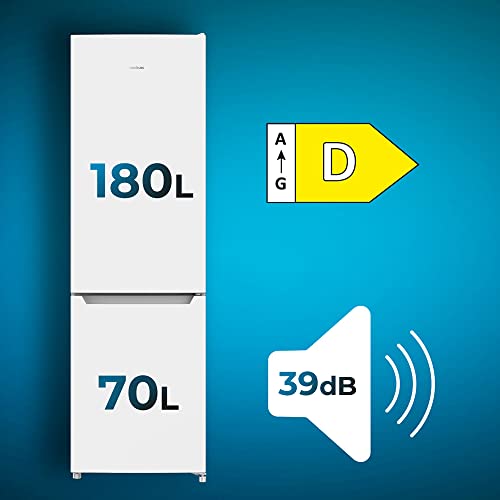 Cecotec - Combi Refrigerator 250L, 2 Doors, Multi Air Flow, No Frost, Energy Efficient