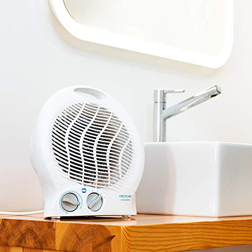 Ready Warm - 2000 W Electric Bathroom Heater, Adjustable Thermostat, 2 Heat Levels, Quiet Operation