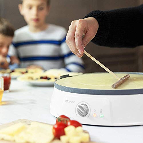 Cecotec - 1200W Crepe Maker with Non-Stick Rockstone Coating & Adjustable Thermostat