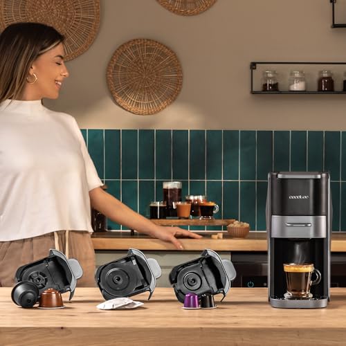 Cecotec FreeStyle Compact Black Espresso Capsule Coffee Maker, 1350W, 20 Bars, Suitable for Ground Coffee, Dolce Gusto, Nespresso and K-fee, Removable 800 ml Reservoir, Automatic Shut-off