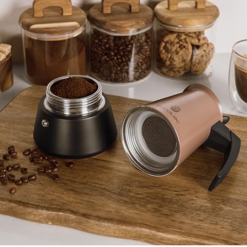 Cecotec - Piccolina 600 Italian Coffee Maker, 300 ml Capacity, Elegant Steel Design, Suitable for All Surfaces