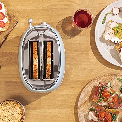 Cecotec - Vintage Light Blue 850W Toaster with Extra Large Double Slot, 3 Functions
