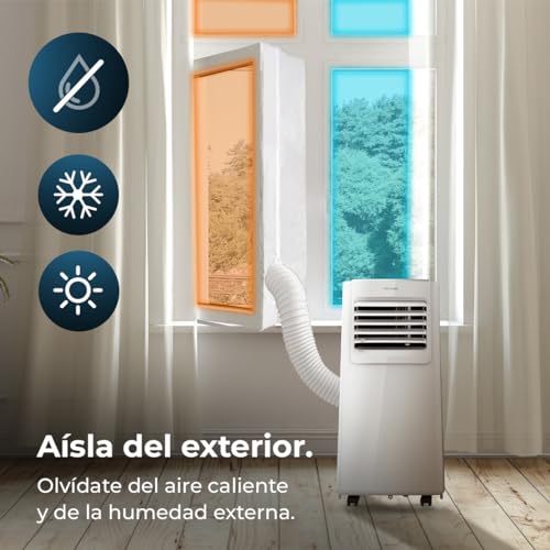 Cecotec - Universal Insulating Window Cover for Portable ACs, 400 cm, 100% Polyester, Durable & Easy to Install