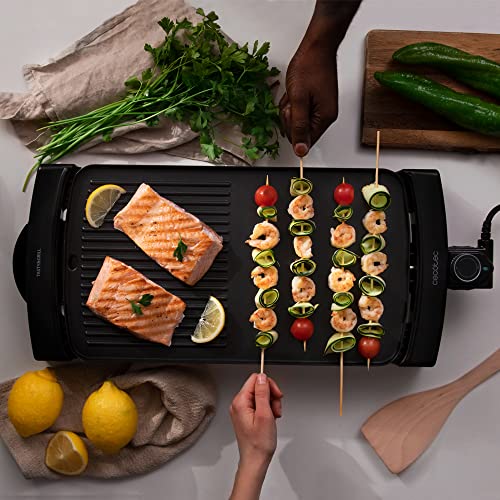 Cecotec - 2600W Electric Griddle with Durable Aluminium Plate, Black Finish