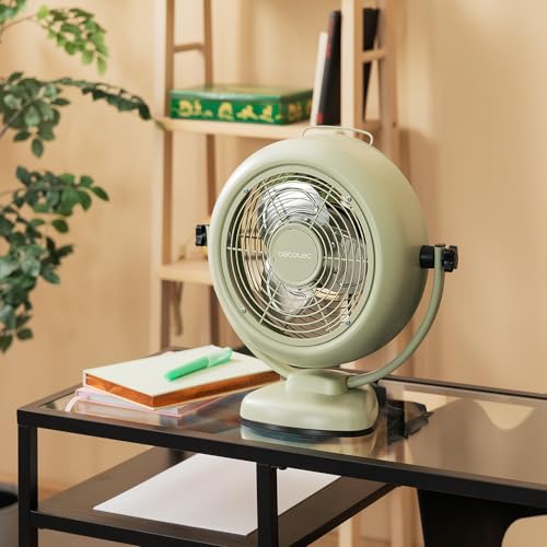 Cecotec - EnergySilence 800 RetroDesk Fan, 20W, 25cm, 2 Speeds, Green