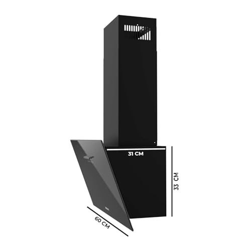 Cecotec - 60 cm Bolero Flux Cooker Hood, 350 m³/h Suction, Energy Efficient, Black Glass