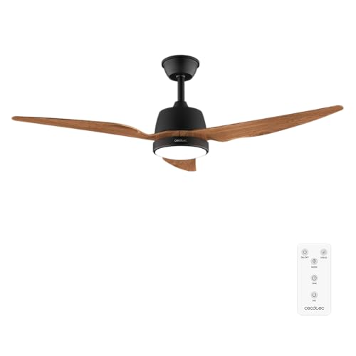 Cecotec Ceiling Fan with EnergySilence Aero 5250 in BlackWood finish, featuring 3 blades and remote control