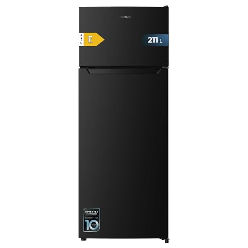 Shop the Cecotec Bolero 211L Refrigerator with automatic defrost, fast freezing, and a sleek black design. Perfect for modern kitchens! Keywords: Cecotec refrigerator, combined fridge, fast freezing