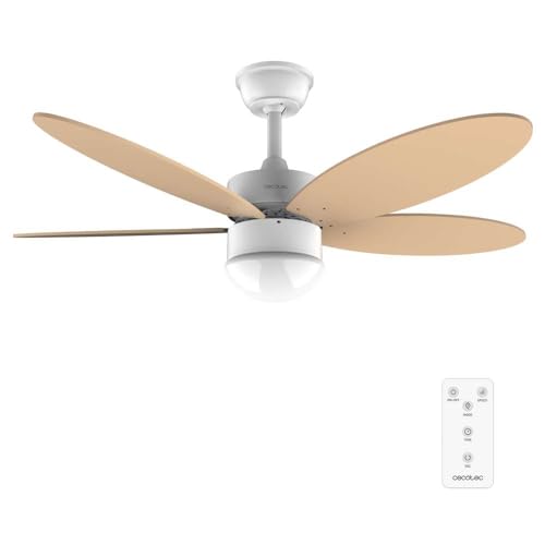 Experience the Cecotec 40W Ceiling Fan with DC motor, 5 reversible blades, LED light, remote control, and 6 speeds. Perfect for any room! Keywords: ceiling fan, DC motor, LED light