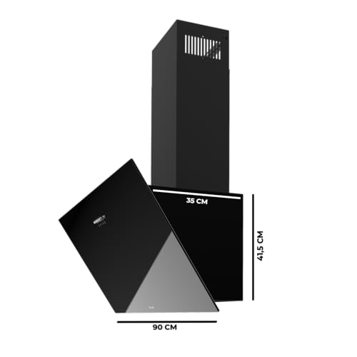 Cecotec 90 cm Decorative Hood with black glass front and polished stainless steel finish