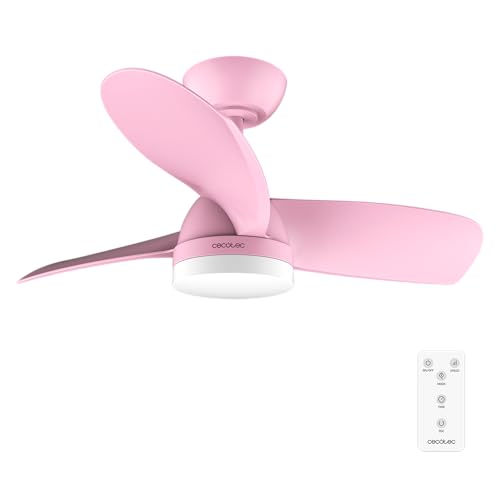 Cecotec Ceiling Fan in Pink with LED light, remote control, and 3 aerodynamic blades