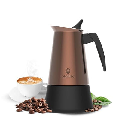 Discover the Cecotec Piccolina 600 Bronze Coffee Maker with a 300ml capacity, perfect for 6 cups. Elegant steel design and stainless steel filter. Ideal for all surfaces!