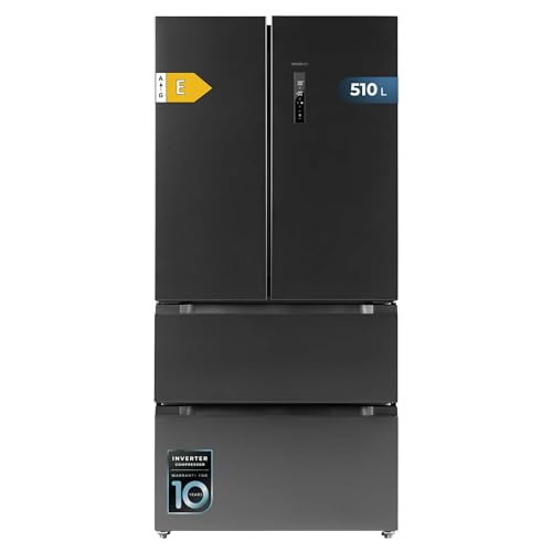Cecotec French Door Fridge 510L with sleek dark design and four doors