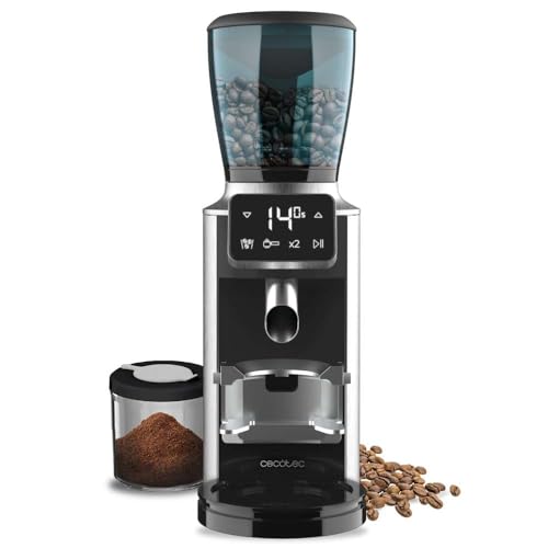 Cecotec Electric Coffee Grinder SteelMill Touch with stainless steel finish and touch panel