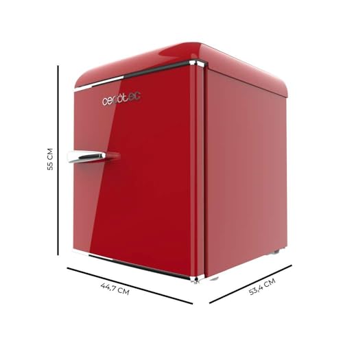 Cecotec - Retro Mini Fridge 45L, Energy Class E, Ice Tray, Chrome Handle