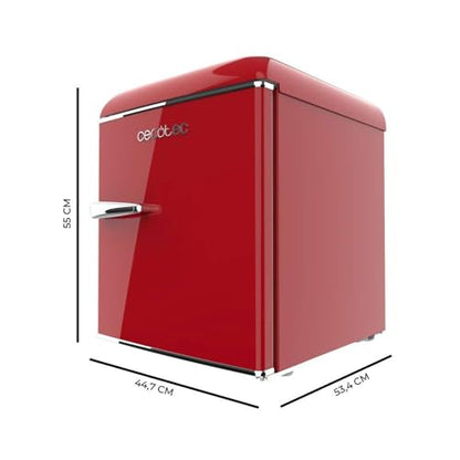 Cecotec - Retro Mini Fridge 45L, Energy Class E, Ice Tray, Chrome Handle