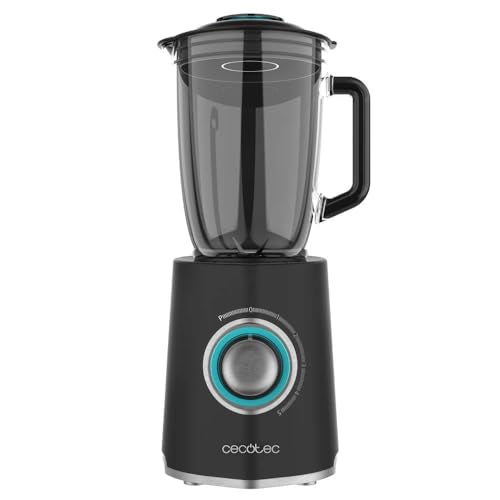 Cecotec - 2000W Glass Blender with Black Titanium Blades, 1.5L Capacity