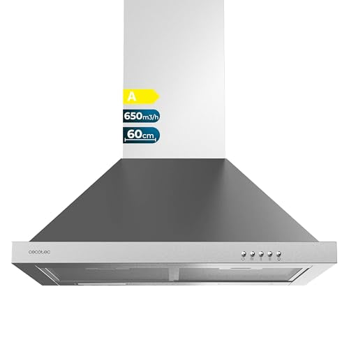 Upgrade your kitchen with the Cecotec 60 cm Pyramid Cooker Hood featuring a 165 W motor, 650 m³/h suction power, and rustproof stainless steel design. Perfect for efficient ventilation!