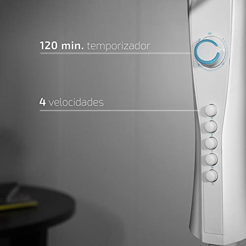 Cecotec - EnergySilence 520 Power Fan, 50W, 4 Speeds, Adjustable Height, Timer