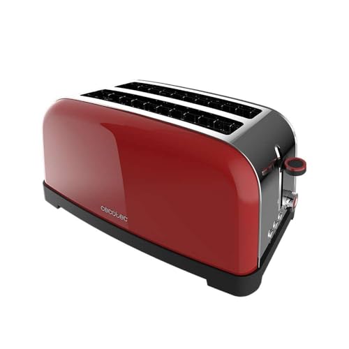 Cecotec Toastin' Time 1500 Red Lite Vertical Toaster - 4 Slice Capacity & Self-Centering