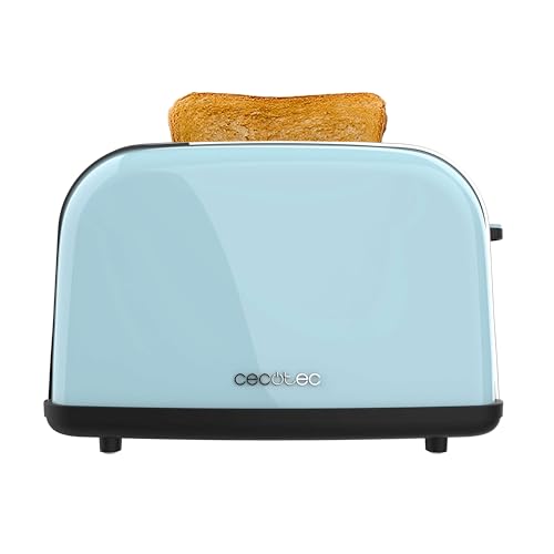 Cecotec - 850W Blue Vertical Toaster with Short Double Slot & Automatic Pop-up