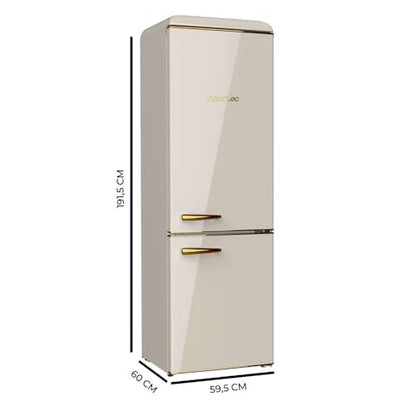 Cecotec - Retro 2-Door Combination Refrigerator, 300L, Temperature Control, Chrome Handle