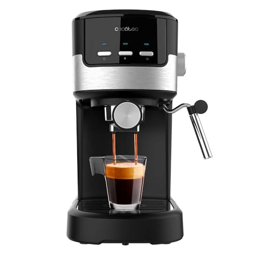 Cecotec Power Espresso 20 espresso machine in black with milk frother