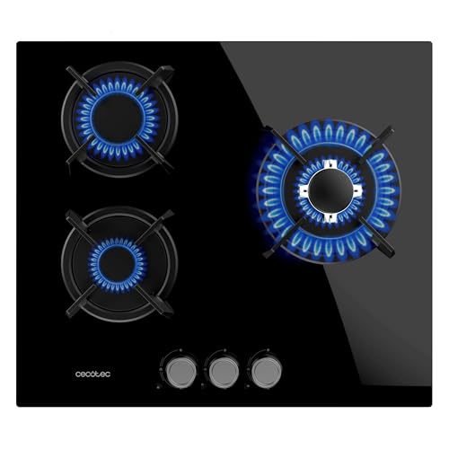 Cecotec Bolero Squad G 3200S Gas Cooker in sleek black glass with three burners