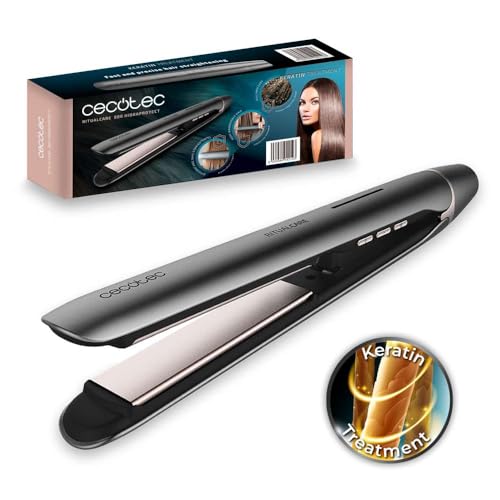 Cecotec Hair Straightener with Keratin and Argan Oil, featuring tourmaline plates and adjustable temperature