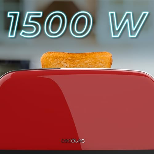 Cecotec Toastin' Time 1500 Red Lite Vertical Toaster - 4 Slice Capacity & Self-Centering