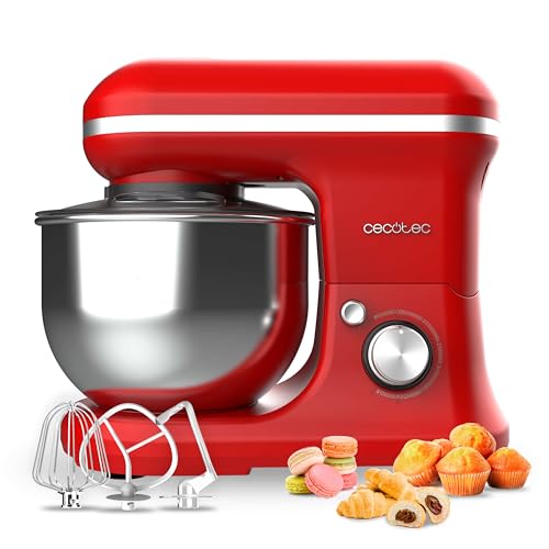 Experience the Cecotec 1200W Red Mixer with 5L bowl, 6 speed levels, and planetary movement. Perfect for kneading and beating. Elevate your baking today! Keywords: Cecotec mixer, 1200W mixer, planetary movement