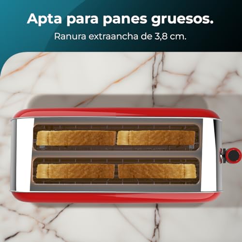 Cecotec Toastin' Time 1500 Red Lite Vertical Toaster - 4 Slice Capacity & Self-Centering