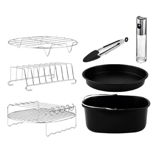 Enhance your cooking with Cecotec's 8-piece accessory set for 5-6.5L hot air fryers. Non-stick, dishwasher safe, and BPA free for healthy meals.