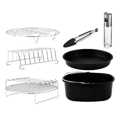 Enhance your cooking with Cecotec's 8-piece accessory set for 5-6.5L hot air fryers. Non-stick, dishwasher safe, and BPA free for healthy meals.