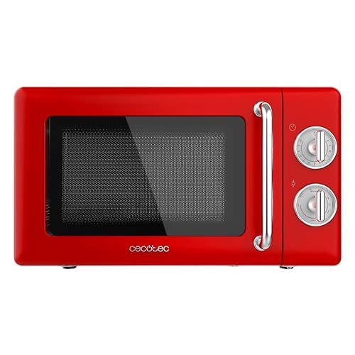 Cecotec ProClean 3110 Retro Red Microwave with Grill, 20L capacity and vintage design
