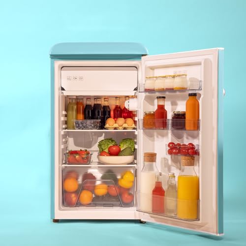 Cecotec - Retro Mini Fridge 95L Capacity, Low Consumption, 89.3cm High, Blue