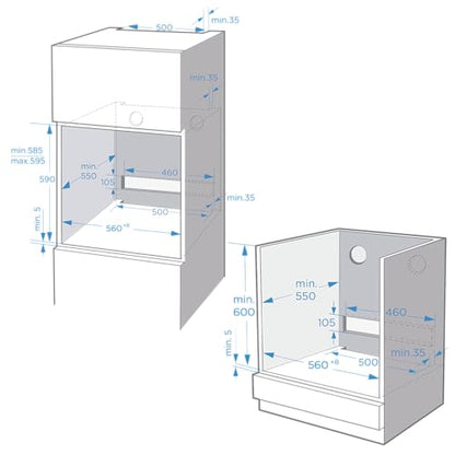 Cecotec - Built-in Oven 60cm, 2900W, 72L, 12 Functions, Eco Mode