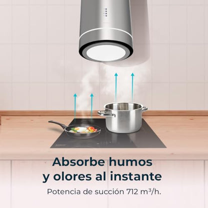 Cecotec - Bolero Flux Ire 388000 38cm A++ Stainless Steel Cooker Hood, 800 m3/h