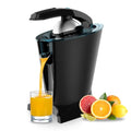 Cecotec EssentialVita Hyden 600 Electric Citrus Juicer in black with stainless steel strainer and removable cones