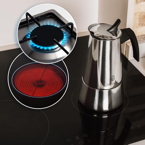 Cecotec - Piccolina 600 Bronze Coffee Maker, 300ml Capacity, Elegant Steel Design, Stainless Steel Filter