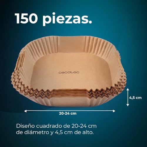 Cecotec Air Fryer Paper Pack - Compatible With 5-6.5 Quart Fryers - Easy Cleanup