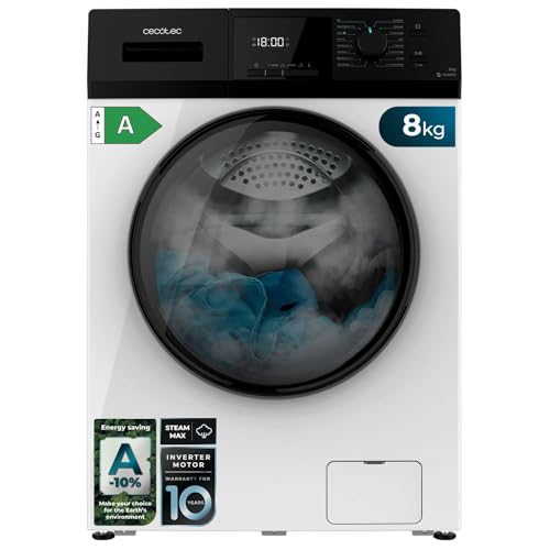 Discover the Cecotec 8 kg Front Loading Washing Machine with 16 programs, inverter technology, and steam sterilization for efficient laundry care. Keywords: washing machine, inverter, steam, energy-efficient