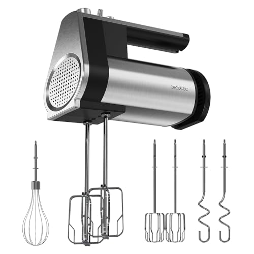 Cecotec PowerTwist 500 Hand Mixer in stainless steel with ergonomic design and accessories