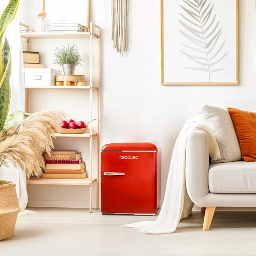 Cecotec - Retro Mini Fridge 45L, Energy Class E, Ice Tray, Chrome Handle