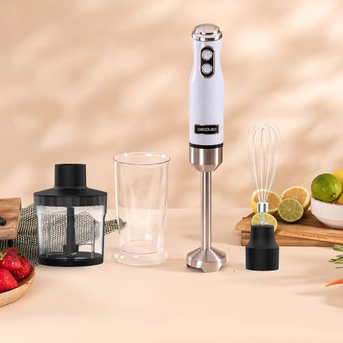 Cecotec - Retro Hand Blender 1200W, 4-Blade Titanium Coating, Adjustable Speed
