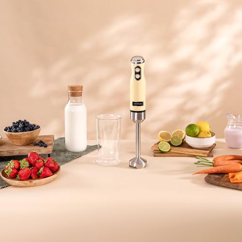 Cecotec - Retro Hand Blender 1200W with 4-Blade Titanium Coating