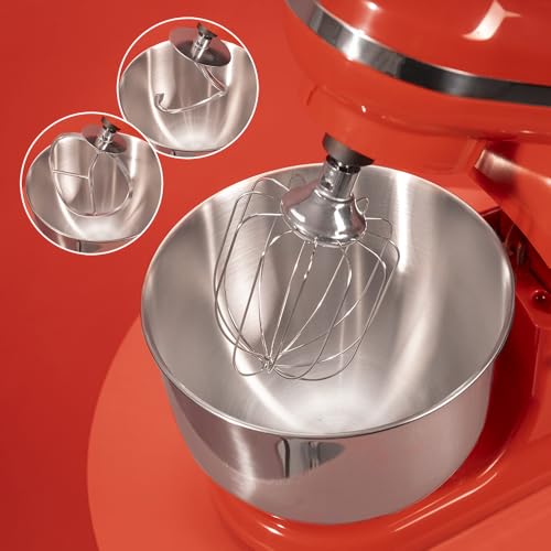 Cecotec - 1200W Red Mixer with 5L Bowl, 6 Speed Levels & Planetary Movement